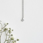 Diamantanhänger in 0,20 Karat, Weißgold 585 / 14 Karat, mit einer 585ger Goldkette in 42 cm lang, 0,9 mm breit, Gewicht ca. 1,42 g.