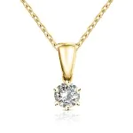Diamantanhänger in 0,10 Karat, Gelbgold 585 / 14 Karat, mit einer 585ger Goldkette in 42 cm lang, 0,8 mm breit, Gewicht ca. 2,03 g.
