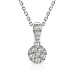 Diamantanhänger in 0,15 Karat, Weißgold 585 / 14 Karat, mit einer 585ger Goldkette in 42 cm lang, Gewicht ca. 2,26 g.