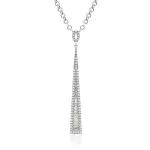 Diamantanhänger 17 Trapeze in 0,16 Karat, Weißgold 585 / 14 Karat, mit einer 585ger Goldkette in 46 cm lang, 0,8 mm breit, Gewicht ca. 2,24 g.
