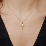 Anhänger Kreuz seidenmatt, Gelbgold 585 / 14K, Höhe 28.5 mm, Breite 14.2 mm, Gewicht ca. 0.71 g