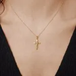 Anhänger Kreuz seidenmatt, Gelbgold 585 / 14K, Höhe 28.5 mm, Breite 14.2 mm, Gewicht ca. 0.71 g