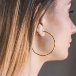 Ohrringe, Creolen, Gelbgold 750 / 18K, Außendurchmesser 50 mm, Breite 2.5 mm, Gewicht ca. 3.4 g