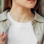 Goldkette als Panzerkette flach in Weißgold 750 / 18 Karat, 50 cm lang, 1.1 mm breit, Gewicht ca. 2.3 g.