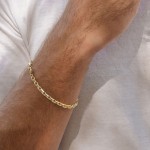 Armband als Ankerkette diamantiert in Gelbgold 585 / 14K, 18,5 cm lang, 3 mm breit, Gewicht ca. 8.1 g.
