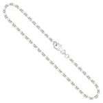 Goldkette als Ankerkette diamantiert in Weißgold 585 / 14K, 42 cm lang, 2,5 mm breit, Gewicht ca. 15.4 g.