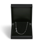 Goldkette als Venezianerkette in Weißgold 750 / 18K, 38 cm lang, 0,9 mm breit, Gewicht ca. 3.1 g.