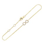 Goldarmband als Ankerkette mit Zwischenösen mit 0,09 Karat Diamanten, Gelbgold 585 / 14 Karat, 17,8 cm lang, 1 mm breit, Gewicht ca. 1,14 g.