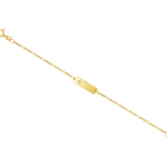 Armband mit Gravurplatte und Zirkonia Figarokette diamantiert Gelbgold