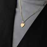 Anhänger Gravurplatte herzform bandmatt , Gelbgold 585 / 14K, Höhe 12 mm, Gewicht ca. 1,37 g