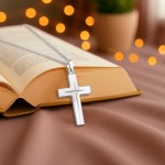 Anhänger Kreuz gesandelt/glanz/diam. , Weißgold 585 / 14K, Höhe 21 mm, Gewicht ca. 0,85 g