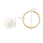 Ohrringe, Creolen, Gelbgold 375 / 9K, Außendurchmesser 40 mm, Breite 2 mm, Gewicht ca. 1.4 g