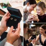 0.06 Karat Diamant Creolen, Gelbgold 750 / 18K, Außendurchmesser 13 mm, Breite 2.3 mm, Gewicht ca. 2.35 g