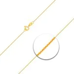 Goldkette als Ankerkette flach in Gelbgold 585 / 14K, 34 cm lang, 0,8 mm breit, Gewicht ca. 0.8 g.