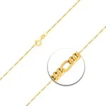 Goldkette als Figarokette diamantiert in Gelbgold 585 / 14K, 45 cm lang, 1,1 mm breit, Gewicht ca. 1.5 g.
