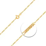 Goldkette als Figarokette diamantiert in Gelbgold 585 / 14K, 38 cm lang, 1,5 mm breit, Gewicht ca. 2 g.
