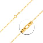Goldkette als Figarokette diamantiert in Gelbgold 585 / 14K, 60 cm lang, 2,2 mm breit, Gewicht ca. 6.6 g.