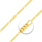 Armband als Figarokette diamantiert in Gelbgold 333 / 8K, 18 cm lang, 3,4 mm breit, Gewicht ca. 4.1 g.