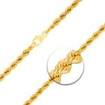 Goldkette als Kordelkette hohl in Gelbgold 585 / 14K, 55 cm lang, 5 mm breit, Gewicht ca. 19 g.