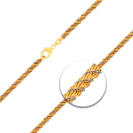 Goldkette als Kordelkette hohl in Weißgold 585 / 14 Karat, 42 cm lang, 3.3 mm breit, Gewicht ca. 11,2 g.