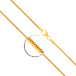Goldkette als Schlangenkette in Gelbgold 585 / 14K, 38 cm lang, 1,4 mm breit, Gewicht ca. 3.4 g.
