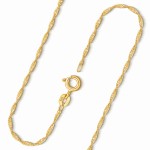 Goldkette als Singapurkette in Gelbgold 585 / 14 Karat, 100 cm lang, 1.2 mm breit, Gewicht ca. 3 g.