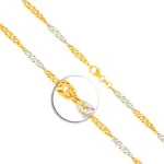 Goldkette als Singapurkette in Bicolor Gelbgold / Weißgold 333 / 8K, 80 cm lang, 2,4 mm breit, Gewicht ca. 6.5 g.