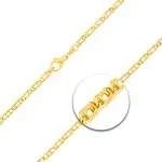 Armband als Tigeraugenkette hohl in Gelbgold 585 / 14K, 19 cm lang, 3,8 mm breit, Gewicht ca. 3 g.