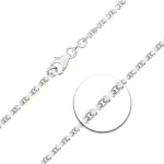 Goldkette als Ankerkette diamantiert in Weißgold 585 / 14K, 42 cm lang, 2,5 mm breit, Gewicht ca. 15.4 g.