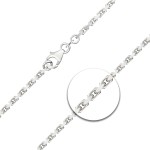 Goldkette als Ankerkette diamantiert in Weißgold 585 / 14K, 36 cm lang, 2,5 mm breit, Gewicht ca. 13.2 g.