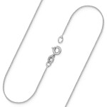 Goldkette als Ankerkette rund in Weißgold 750 / 18K, 34 cm lang, 0,8 mm breit, Gewicht ca. 0.9 g.