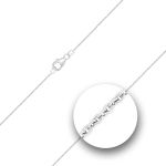 Goldkette als Ankerkette rund Weißgold 750 / 18K, 45 cm lang, 1,1 mm breit, Gewicht ca. 2.5 g.
