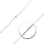 Goldkette als Panzerkette flach in Weißgold 585 / 14K, 36 cm lang, 1,1 mm breit, Gewicht ca. 1.6 g.