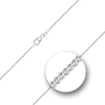 Goldkette als Panzerkette flach Weißgold 750 / 18K, 38 cm lang, 1,4 mm breit, Gewicht ca. 3.5 g.