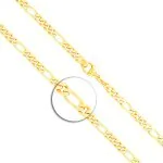 Goldkette als Figarokette diamantiert in Gelbgold 333 / 8K, 80 cm lang, 4,3 mm breit, Gewicht ca. 29.3 g.