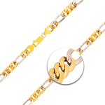 Armband Figarokette hohl Bicolor Gelbgold / Weißgold