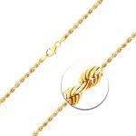 Armband als Kordelkette hohl in Gelbgold 585 / 14K, 18,5 cm lang, 3,3 mm breit, Gewicht ca. 3.3 g.