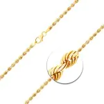 Armband als Kordelkette hohl in Gelbgold 585 / 14K, 18,5 cm lang, 3,3 mm breit, Gewicht ca. 3.3 g.