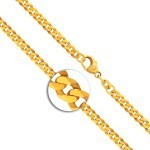 Goldkette als Panzerkette facettiert in Gelbgold 585 / 14K, 45 cm lang, 3,9 mm breit, Gewicht ca. 12.5 g.