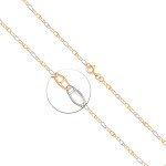 Armband als Panzerstegkette in Gelbgold / Weißgold 333 / 8K, 18,5 cm lang, 2,1 mm breit, Gewicht ca. 0.8 g.