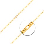 Goldkette als Figarokette diamantiert in Gelbgold 375 / 9K, 38 cm lang, 2,2 mm breit, Gewicht ca. 3.5 g.