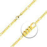 Goldkette als Figarokette diamantiert in Gelbgold 750 / 18K, 55 cm lang, 3.4 mm breit, Gewicht ca. 18.3 g.