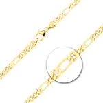 Goldkette als Figarokette diamantiert in Gelbgold 750 / 18K, 55 cm lang, 4.3 mm breit, Gewicht ca. 27.2 g.