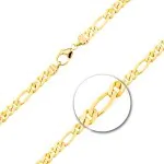 Goldkette als Figarokette diamantiert in Gelbgold 585 / 14K, 45 cm lang, 5,3 mm breit, Gewicht ca. 29.9 g.