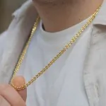 Goldkette als Zwillingspanzerkette in Gelbgold 375 / 9 Karat, 60 cm lang, 4.8 mm Breit, Gewicht ca. 8,5 g.