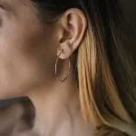 Ohrringe, Creolen, Weißgold 585 / 14K, Außendurchmesser 30 mm, Breite 2 mm, Gewicht ca. 1.1 g