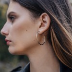 Ohrringe, Creolen, Weißgold 585 / 14K, Außendurchmesser 40 mm, Breite 2 mm, Gewicht ca. 1.7 g