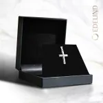 Anhänger Kreuz glanz, Weißgold 585 / 14K, Höhe 25.0 mm, Breite 12.1 mm, Gewicht ca. 0.74 g