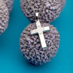 Anhänger Kreuz gesandelt/glanz/diam. , Weißgold 585 / 14K, Höhe 18 mm, Gewicht ca. 0,67 g