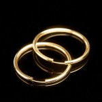 Ohrringe, Creolen, Gelbgold 585 / 14K, Außendurchmesser 30 mm, Breite 2.5 mm, Gewicht ca. 1.6 g